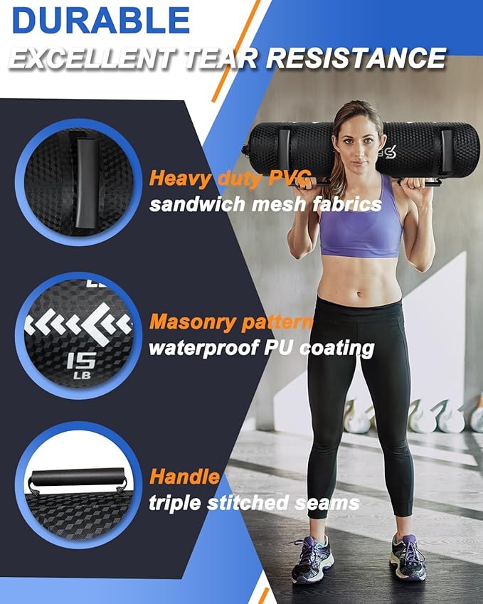 Aqua Bags for Workout 5-45lbs - Ultimate Core Water Weights Aqua Bag - Portable Stability Fitness -Stability, Core and Balance Training - Portable Fitness Equipment - Includes Three Bags