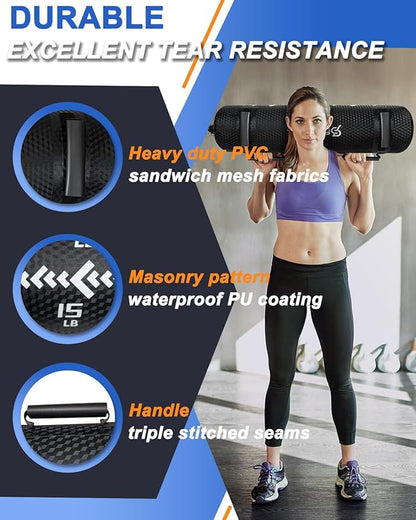 Aqua Bags for Workout 5-45lbs - Ultimate Core Water Weights Aqua Bag - Portable Stability Fitness -Stability, Core and Balance Training - Portable Fitness Equipment - Includes Three Bags