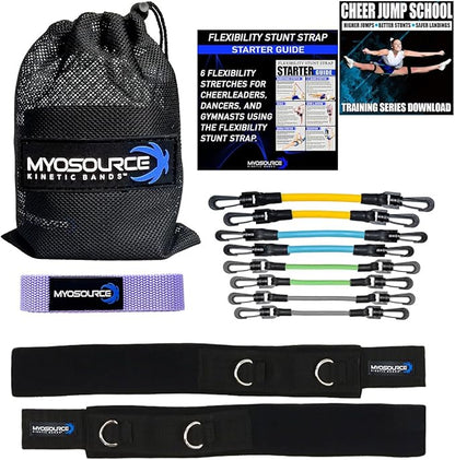 Cheer Kinetic Bands – Leg Resistance Bands for Cheerleaders | Improve Flexibility, Jumps, Stunts & Tumbling | 4-Level Resistance System with 12 Stunt Strap Colors + Digital Training Downloads
