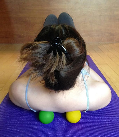 Kieba Massage Lacrosse Balls for Myofascial Release, Trigger Point Therapy, Muscle Knots, and Yoga Therapy. Set of 2 Firm Balls (Green and Yellow)