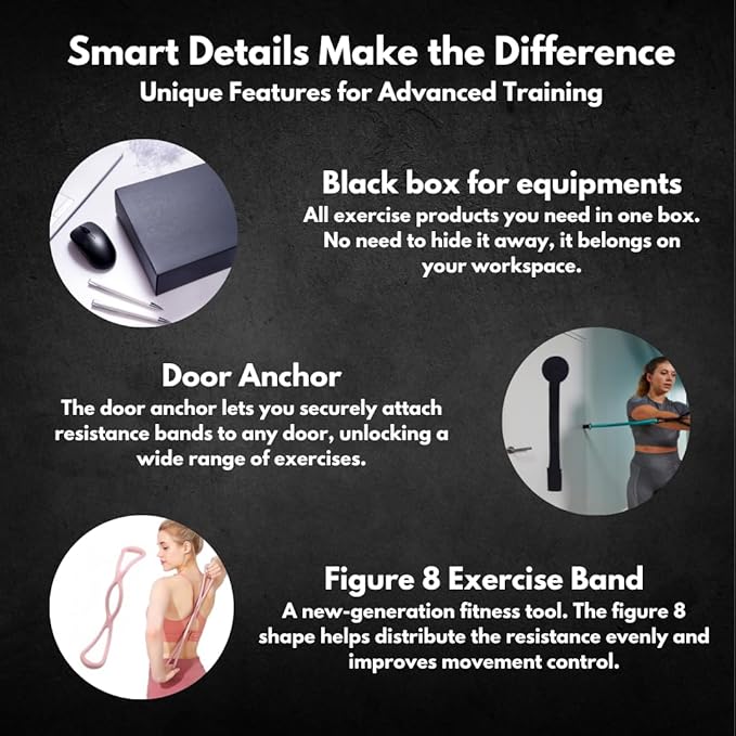 Office Workout Kit for Desk Workers – Resistance Bands, Loop Bands, Massage Ball, Wrist Strengthener & Exercise Guide – Quick 5-Minute Desk Exercises for Legs, Arms, Neck, Shoulders & Back