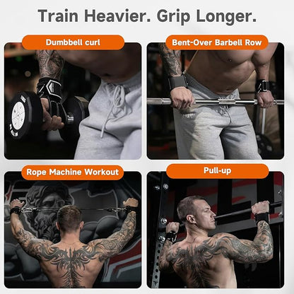 Non-Slip Gym Wrist Sraps for Weightlifting, Double Rubber Weight Lifting Straps with D Rings for Cable Machine Workout, Wrist Wraps with Cushion Wrist Loop for Men Women Deadlift