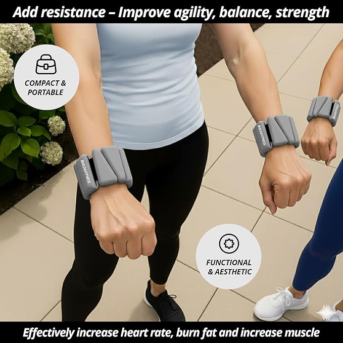 Wrist & Ankle Weights, Adjustable Bands for Women & Men Workouts, Set of 2 – 2lb or 4lb (1lb or 2lb each strap) Ideal for Runs, Jogs, Walks, Yoga, Dance, Pilates, Cardio, Aerobics, Strength Training