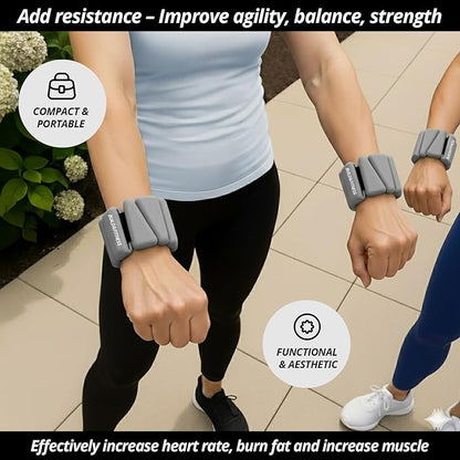 Wrist & Ankle Weights, Adjustable Bands for Women & Men Workouts, Set of 2 – 2lb or 4lb (1lb or 2lb each strap) Ideal for Runs, Jogs, Walks, Yoga, Dance, Pilates, Cardio, Aerobics, Strength Training