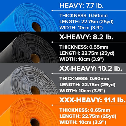 Serious Steel Fitness Flat Resistance Bands for Upper and Lower Body Strength Training and Exercise. (Non-Latex Flat Physical Therapy Exercise Bands - 4" x 25 Yards or 4" x 5 Feet)
