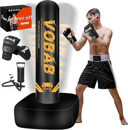 Freestanding Punching Bag for Adult Teens, 70" Heavy Punching Bag with Boxing Gloves and Electric Air Pump for Beginners Kickboxing Training MMA Muay Thai Fitness Office Home Gym