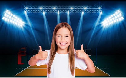 Volleyball Court Arena Backdrop Indoor Volleyball Court Sports Photography Background Volleyball Stadium with Bright Lights Backdrop Decors for Birthday Party Cake Table Decorations Props 20x10ft