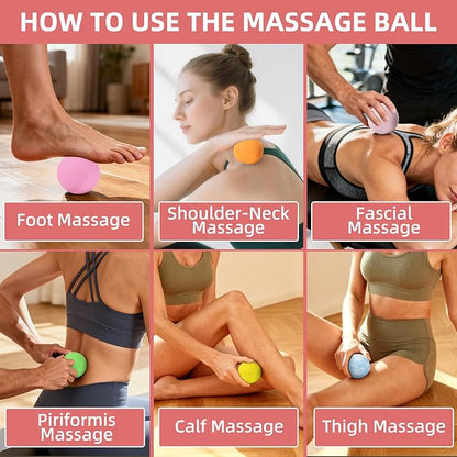 Massage Lacrosse Balls 2 Pack, Rubber Trigger Point Therapy Balls for Deep Tissue Myofascial Release, Plantar Fasciitis & Muscle Soreness Relief, Portable Pain Relief Tool (Blue and Red)