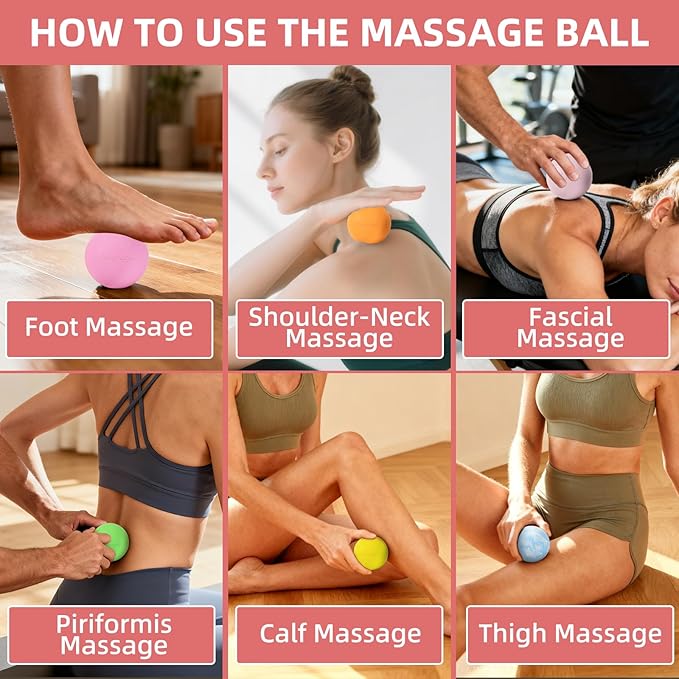 Massage Lacrosse Balls 2 Pack, Rubber Trigger Point Therapy Balls for Deep Tissue Myofascial Release, Plantar Fasciitis & Muscle Soreness Relief, Portable Pain Relief Tool (Green and Yellow)