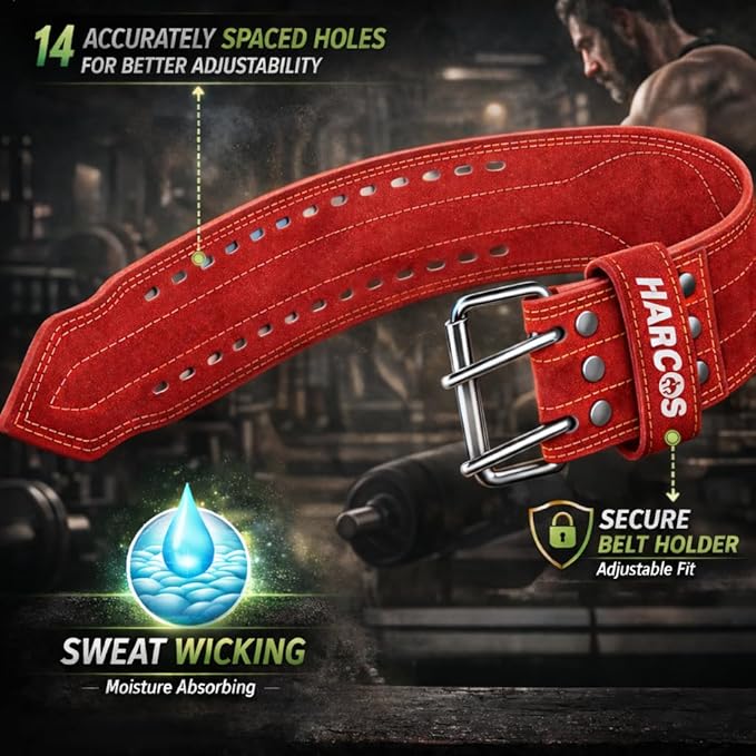 Harcos USPA/IPL Competition Approved 8mm Leather Weightlifting Belt for Men and Women - Heavy Duty Gym Belt for Lifting, Squats, Deadlifts, Powerlifting, Back Support IPF for Fitness Workout