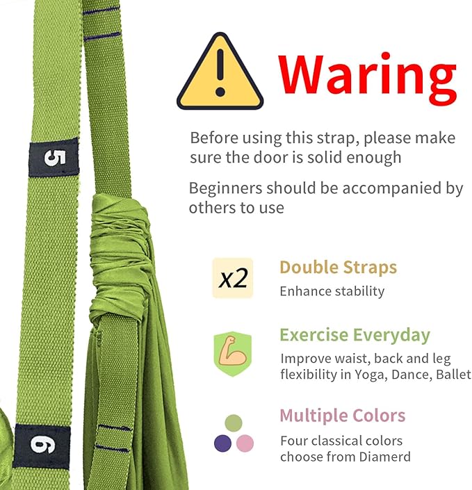 Leg Stretcher Strap Adjustable Fitness Strap Band for Waist Trainer Stretching Door Swing Flexibility Tensile Trainer with Carrying Pouch Back Bend Go Upside-Down for Yoga Practitioner Ballet Dancer Gymnastics Exercises