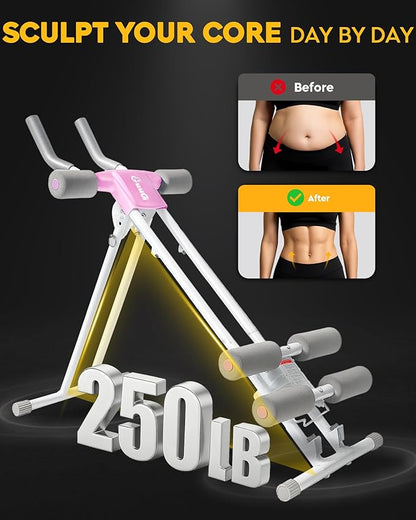 Ab Machine Abdominal Trainer Machine : Adjustable Ab Cruncher Foldable Core Strength Training Equipment Stomach Workout for Home Gym