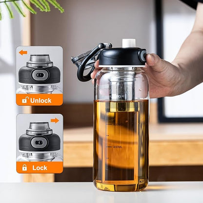 Snminetal 34oz Glass Water Bottle with Capacity Mark & Sleeve, BPA-Free Tea Bottle with Infuser for Hot & Cold Drinks, Tea, Coffee and Water for Gym, Home & Office