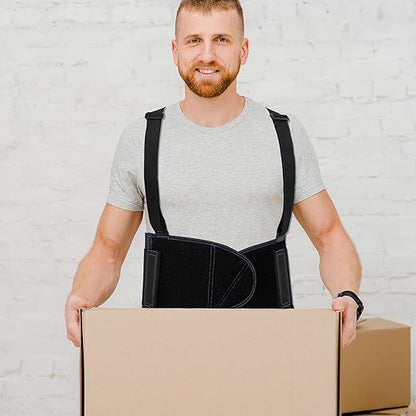 20-541 Industrial Work Back Brace, Back Support Belt with Suspenders, Lower Lumbar Support for Heavy Lifting, Removeable Straps, L/XL