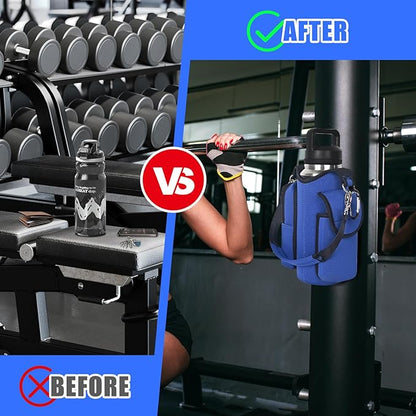 icolor Magnetic Gym Bag Water Bottle Carrier Holder with Phone Pockets & Shoulder Strap,Gym Magnetic Bag 5 Built-in Magnets Gym Accessories Organizer Sling Bottle Bag Pouch Sleeve