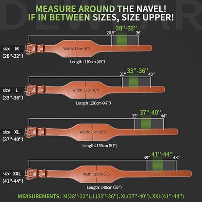 Genuine Leather Weight Lifting Belt, 4”& 6” Padded Lumbar Back Support, 10 Adjustable Holes, Gym Weight Belt Ideal for Deadlift, Powerlifting, Bodybuilding and Squat