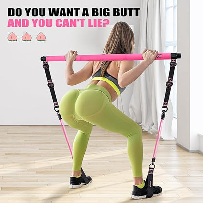Pilates Bar Kit with Resistance Bands, Pilates Equipment, Multifunctional Pilates Bar for Women & Men, Pilates kit for Hip, Back, Arm, Full-Body Workouts, Home Gym Strength Training Equipment
