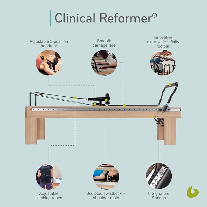 Balanced Body Clinical Pilates Reformer with Infinity Footbar, Pilates Exercise Equipment, Workout Equipment for Home or Studio