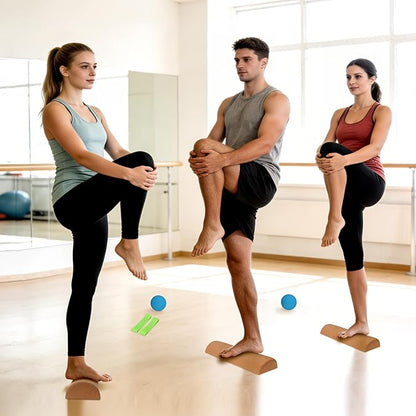 Cork Balance Board,4-in-1 Foot & Ankle Strengthener Kit-Ankle & Foot Strengthener Balance Trainer with Massage Roller & Ball,Natural Cork Foot Strengthener,Improve foot Functio,Enhance ankle strength,Balance Stability, Prevent Falls.