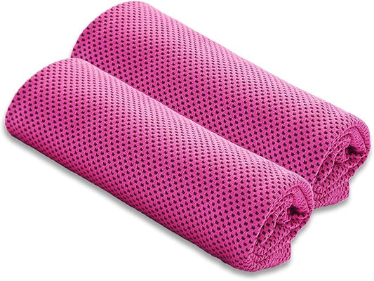 JUAN & JASMIN 2 Pack Cooling Towels (19.5"x15"), Soft Breathable Chilly Towels, Super Absorbent, Ice Wraps, Towels-Ideal for Hiking, Running, Workout, Gym, Dancing, Camping, Fitness (Red)