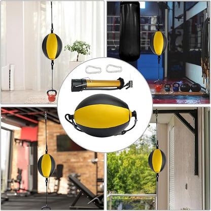 Reflex Boxing Ball, Punching Bag Set, Double End Feature Training Equipment, Pu Leather Ball with Carabiners and Headband, Speed and Reaction Hand Eye Exercise, Home Gym Use for Boxing 12x12 Inches