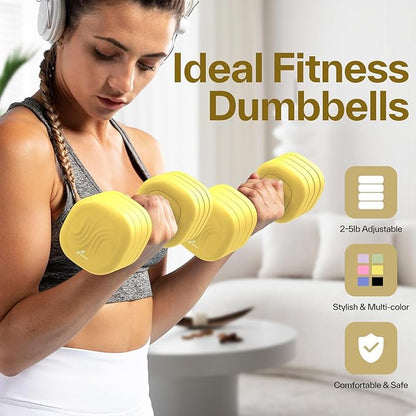 Adjustable Dumbbell Set of 2: Sportneer 4 in 1 Free Weights Dumbbells Set for Women, Hand Weights for Women at Home, Each 2lb 3lb 4lb 5lb Weights with Soft Rubber Handle for Home Gym Exercise Training
