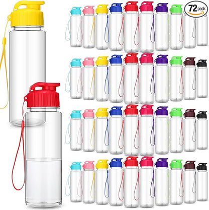 Mifoci 72 Pieces Water Bottle Bulk 17 oz Plastic Water Bottles Bulk Gym Sports Adults Reusable Large Bottles with Leak Proof Flip Top for Party Outdoor (Clear,Multicolor)