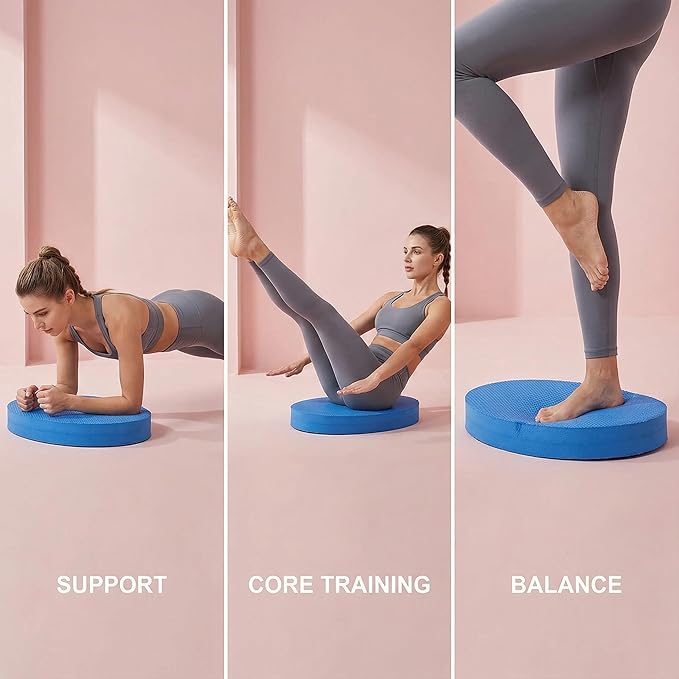 Exercise Mat, 6cm Thick TPE Balance Pad Oval Non-slip Exercise Foam Pad Balance Cushion for Physical Therapy Yoga Core Training Stability Knee Support and Gym Fitness Rehab