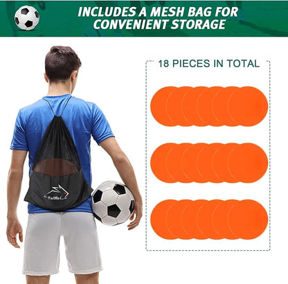 Poly Spots 4" or 9" Flat Cones Spot Markers for Gym/PE Training, Dance, 12/18/24 Pcs Non-Slip Rubber Floor Dots Flat Disc Markers for Soccer Basketball Sports Agility Drills, Classroom Activities