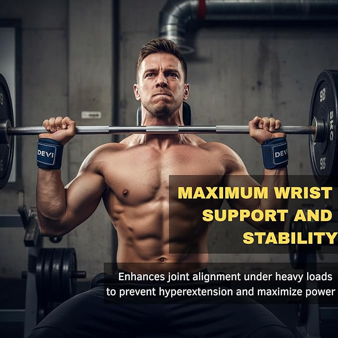 Wrist Wraps for Weightlifting 18" with Thumb Loop- Professional Quality, Best Wrist Support Wraps for Gym, Powerlifting Competition, Bodybuilding, Strength Training, Curls & Dips, Bench Press- Men and Women (Pair) DEVI