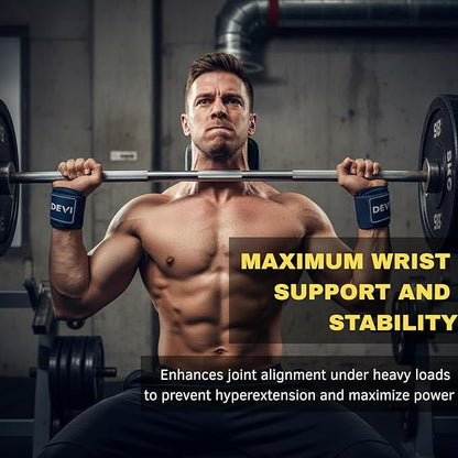 Wrist Wraps for Weightlifting 18" with Thumb Loop- Professional Quality, Best Wrist Support Wraps for Gym, Powerlifting Competition, Bodybuilding, Strength Training, Curls & Dips, Bench Press- Men and Women (Pair) DEVI