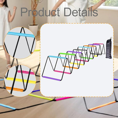 Agility Ladder with Jumping Obstacles, 12 Rung Speed Ladder & 6 Hurdles, Multipurpose Agility Training Equipment for Soccer, Rugby, Footwork Exercise