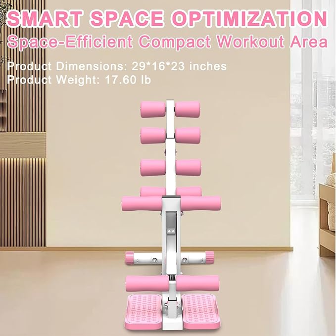 KINMAC Deep Squat Machine for Home-Glutes Trainer Machine with Resistance Bands Squat Assist Trainer for Core & Legs Workout Ideal for Home Gym, Apartment & Office-White Pink