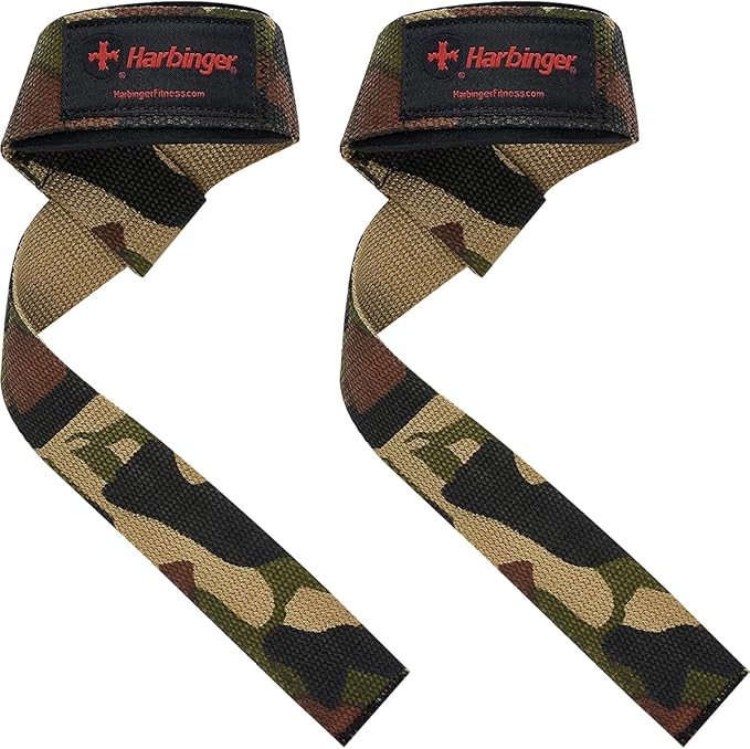 Harbinger Padded Cotton Lift Straps - Soft, Supportive Neotek Wrist Pads - 21.5" Length, 1.5" Width - Reinforced Edges & Heavy-duty Stitching - Cushions Wrists for Lifting Support