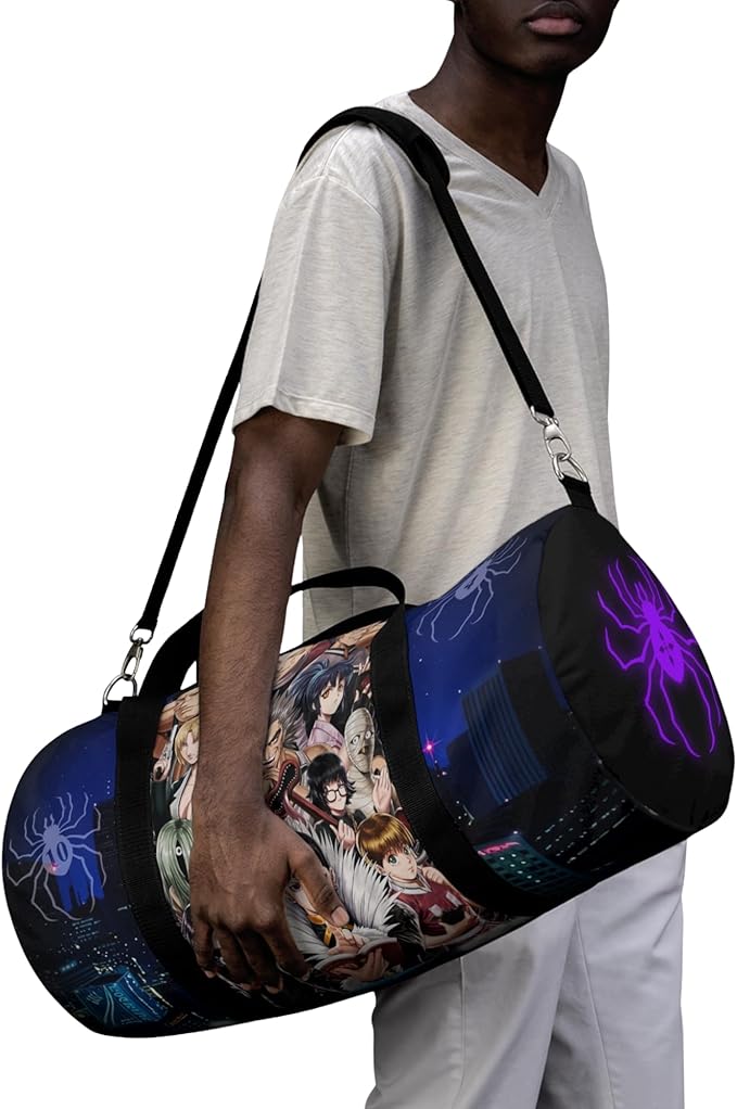 Anime Gym Bag for Women Men - Large Capacity Waterproof Workout Fitness Travel Sports Bags Fashion Street Camping ExpandaCLe Carry On Duffle Bag For Couple (Spder Troupe) PTY