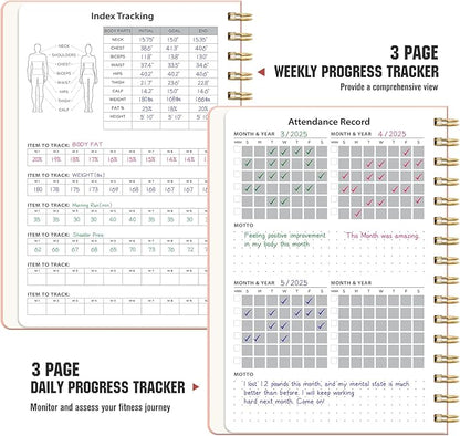 Workout Journal, Fitness Journal for Women & Men, A5 Workout Log Exercise, Fitness Trackers Plan Week With Goals, Calendar, Loss Weight Diet Training, Progress, Gym & Home Workouts (Pink)