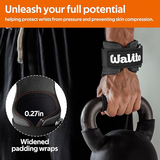 Weight Lifting Wrist Strap，Double Layer Leather Wrist Wraps with Neoprene Padding for Weightlifting & Deadlifts – Adjustable Gym Straps for Men & Women