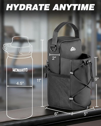 Magnetic Gym Bag for Men - Water Bottle Carrier Holder Bag with Shoulder Strap, 4 Built-in Magnets Gym Gifts for Men