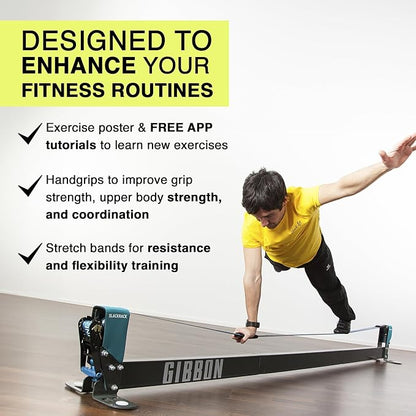GIBBON Slackrack - Freestanding Outdoor or Indoor Slackline - Slack Line for Kids & Adults - Balance Trainer - Setup in 7ft or 10ft