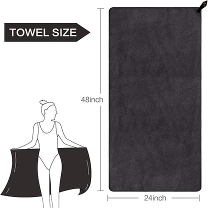 SUNLAND Microfiber Gym Bath Towel Ultra Soft Travel Camping Towel Super Absorbent Swimming Sport Towels with Carry Bag for Adults and Children