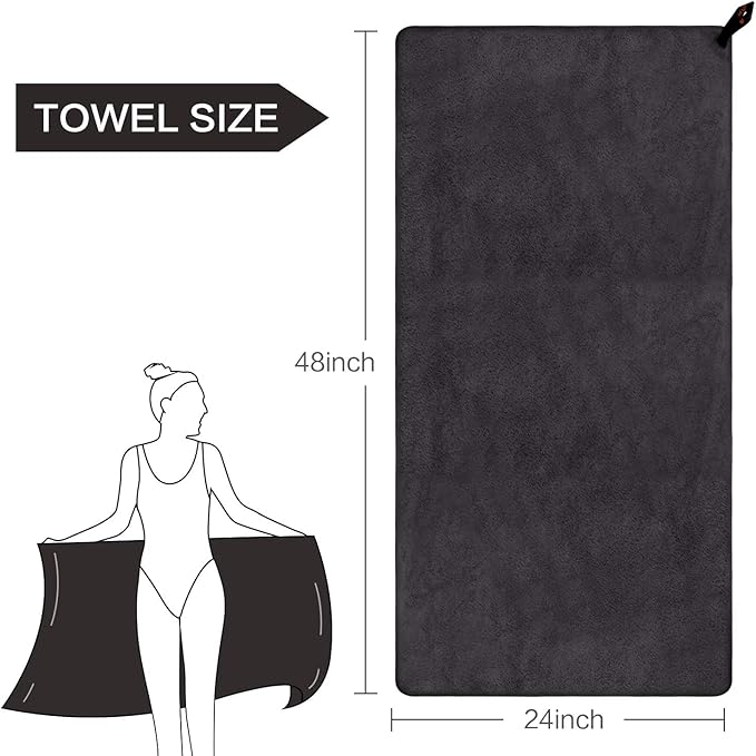 SUNLAND Microfiber Gym Bath Towel Ultra Soft Travel Camping Towel Super Absorbent Swimming Sport Towels with Carry Bag for Adults and Children