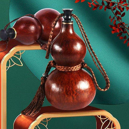 Gourd Water Bottle, Asian-Style, Brown, 300ML, Travel, Sports, School, Reusable, Round, Gourd Material, Leak-Proof, Portable, Interactive Decoration