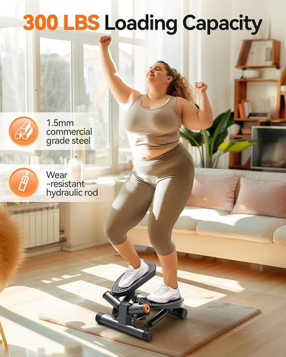 Niceday Steppers for Exercise, Stair Stepper with Resistance Bands, Mini Stepper with 300LBS Loading Capacity, Hydraulic Fitness Stepper with LCD Monitor