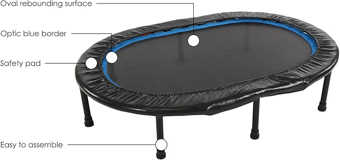 Stamina Folding Trampoline with Smart Workout App, Black - Portable Fitness Rebounder for Home Gym, Cardio & Strength Training, Jumping Exercise Equipment