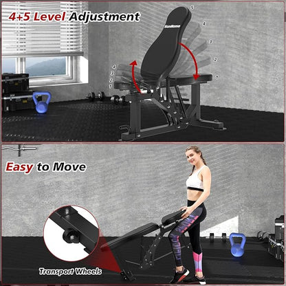SunHome Smith Machine, Power Cage Squat Rack with Smith Bar, LAT Pull-Down Systems, Cable Crossover Machine and Cable Attachment for Home Gym