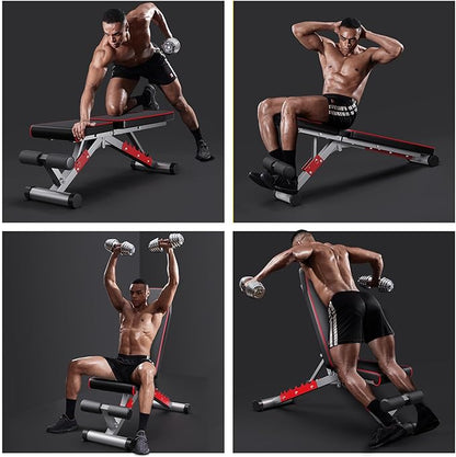 Weight Bench, Adjustable Workout Bench Press Set for Home Gym Strength Training, Easy Assembly Foldable Training Lifting Bench for Small Space Apartment Room, Max Load 750