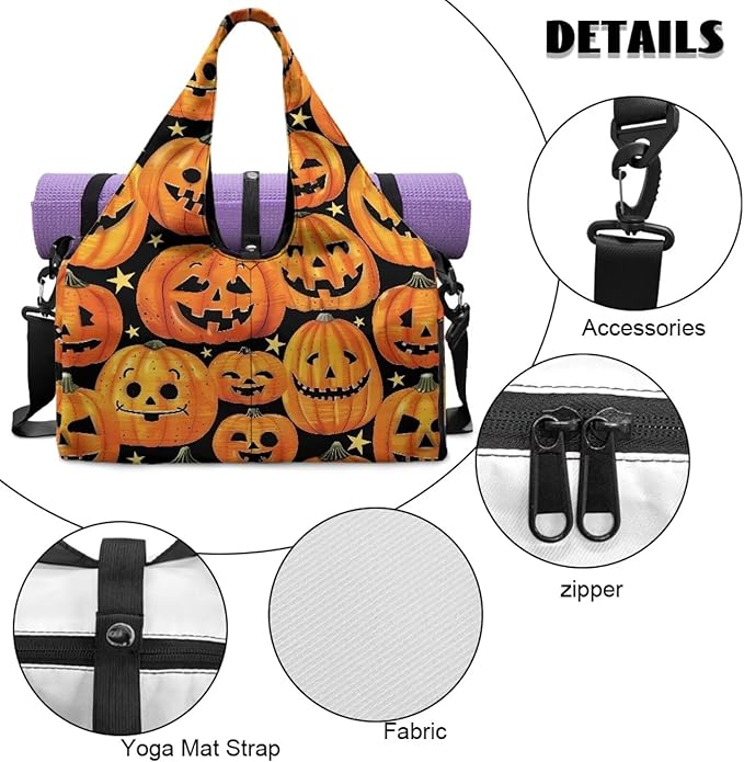 Gym Bag with Yoga Mat Holder Large Tote Bag With Multi Pockets for Women Men Dry Wet Separated Pocket Carryall Yoga Tote Bag for Pilates Travel Workout Office