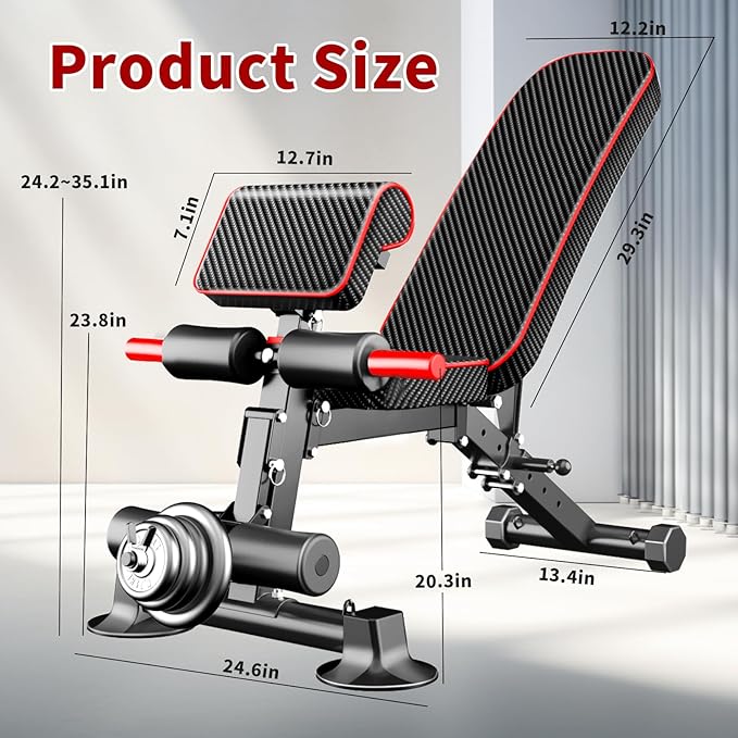Adjustable Weight Bench multi-function Workout Bench for Home Gym,Foldable Incline Decline Benches for Full Body Workout 660LBS