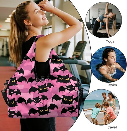 Gym Bag with Yoga Mat Holder Large Tote Bag With Multi Pockets for Women Men Dry Wet Separated Pocket Carryall Yoga Tote Bag for Pilates Travel Workout Office