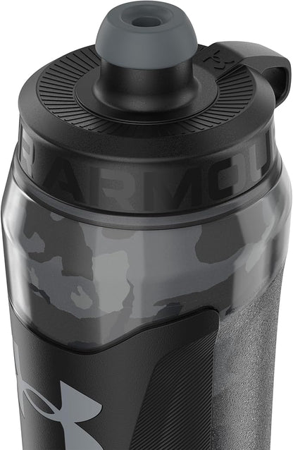 Under Armour 28oz Playmaker Squeeze Insulated 2 - Sports Water Jug, Leak Resistant for Baseball, Football & More, Black Steel Camo